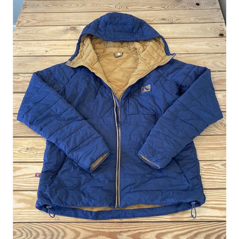 High Fives Hooded Puffer Jacket Coat Size Small Men’s Navy Full Zip